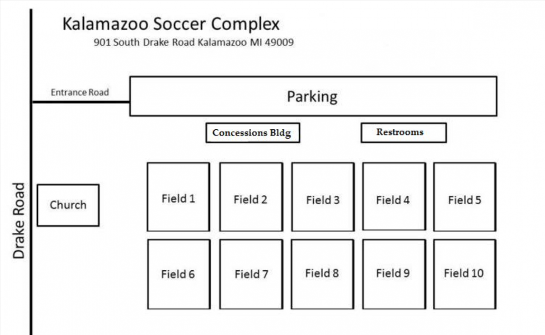 Kalamazoo Soccer Complex Field map